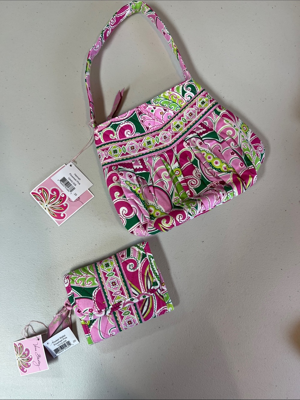 Vera Bradley Pinwheel Pink Pocket Wallet & Hannah Bag NWT